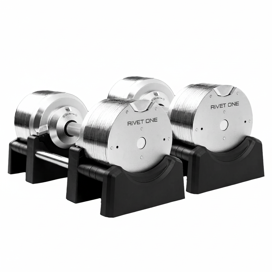 Rivet One nastavitelné činky 41,5 kg – stříbrné | pár